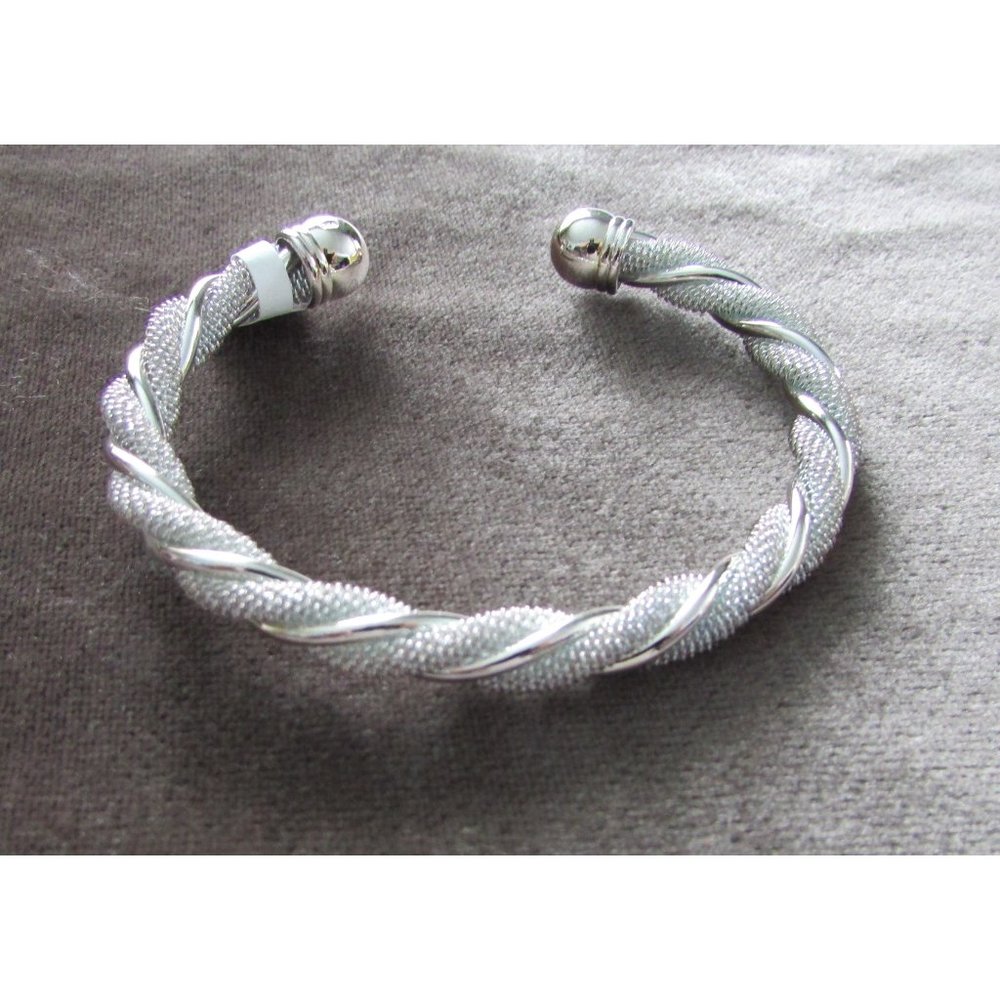 Sterling Silver Wrap Rope Bracelet Cuff - Picture 6 of 6